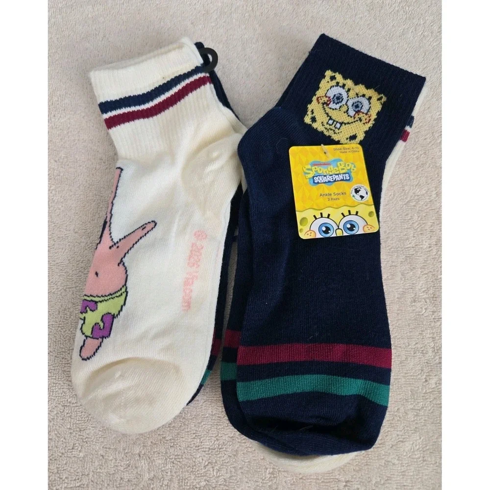 Nickelodeon Ankle Socks Shoe Size 4-10  2 Packs Total 4 Socks